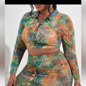 TOP only. Green multi Crop Top